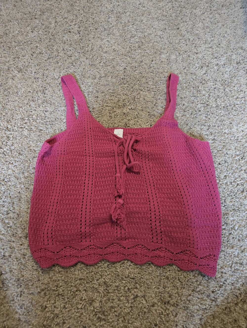 Old Navy Hot Pink Crochet Tie-Front Camisole